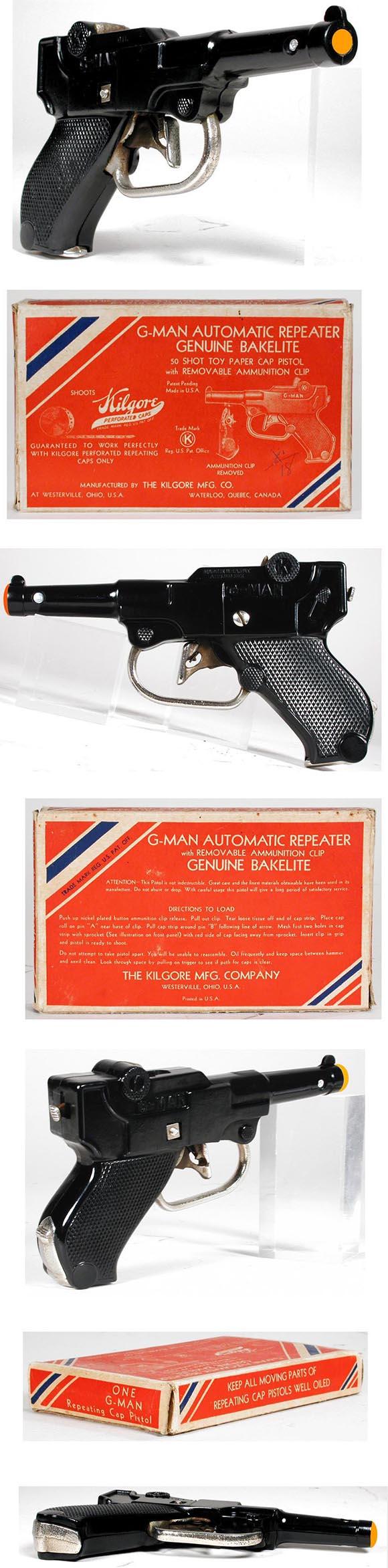 c.1938 Kilgore, Bakelite G-Man Automatic Repeater Pistol in Original Box